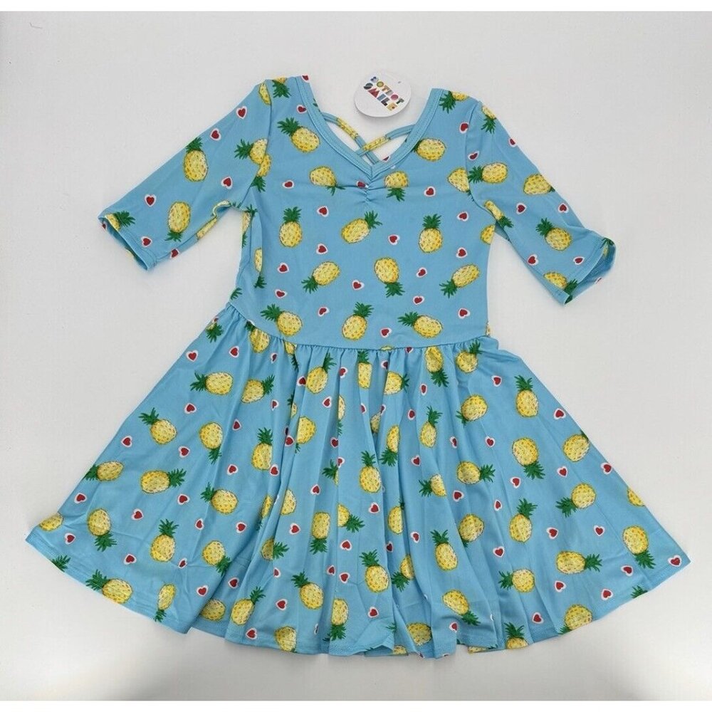 Dot Dot Smile Girl's Ballerina Skater Dress sz 3-4 NWT Short Sleeve PINEAPPLES